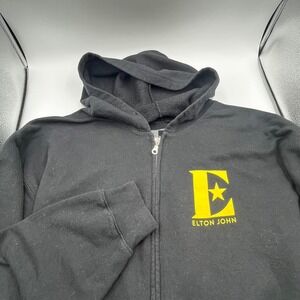 Elton John Farewell Yellow Brick Road Tour Zip Up Hoodie Black Mens Large 2022